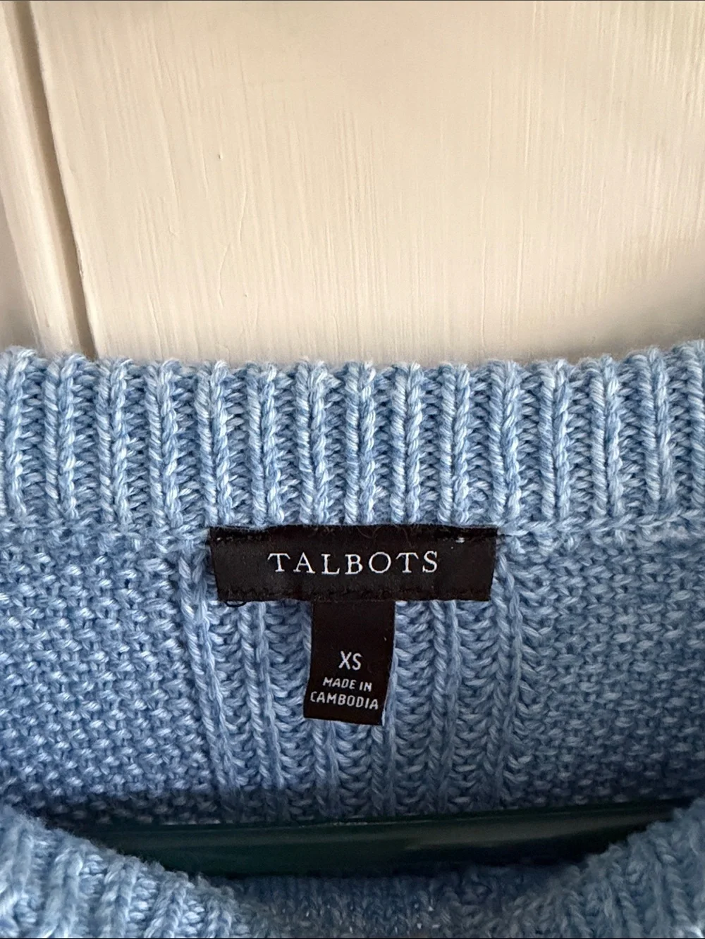 Talbots Light Blue Cable Knit Crewneck Sweater